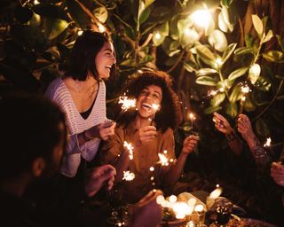 sparklers at bonfire night party