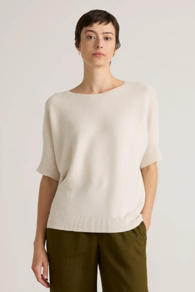 Quince, Lightweight Cotton Cashmere Link-Stitch Dolman Sweater
