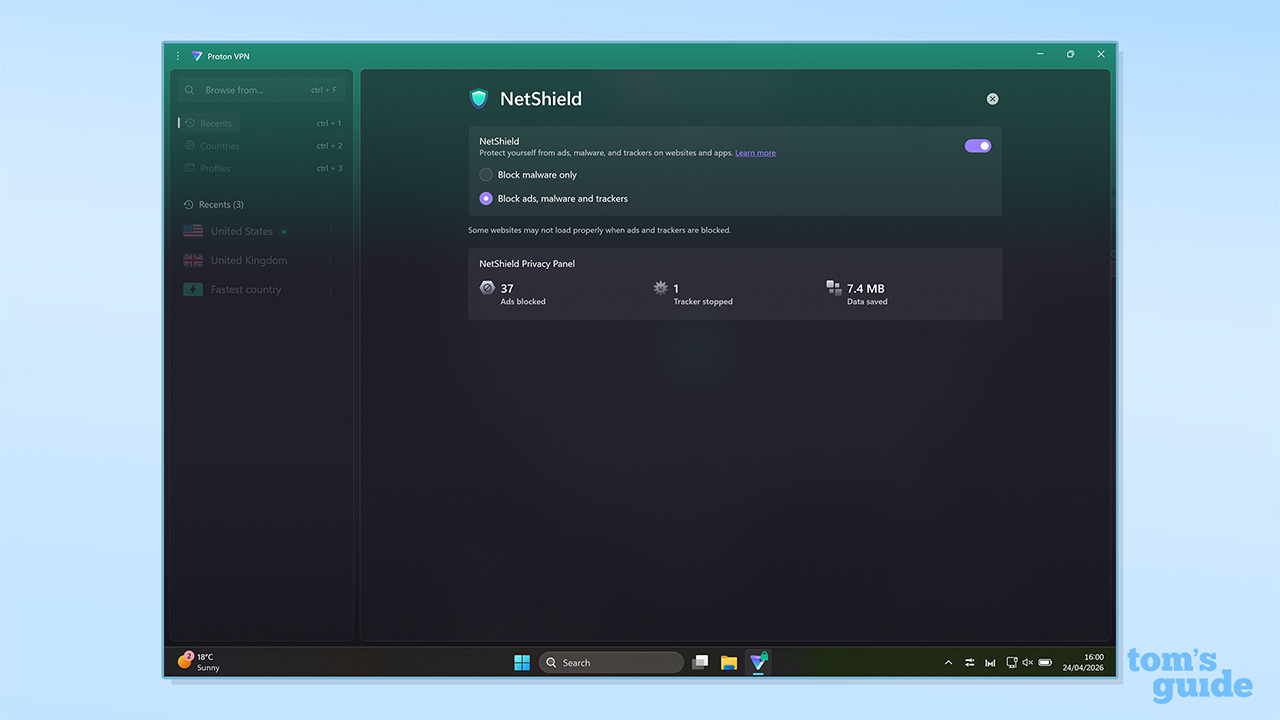 Proton VPN Windows app &amp;ndash; Netshield