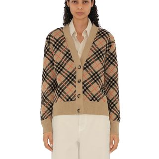 Check Cashmere Cardigan in Sand - Women | Burberry® Official