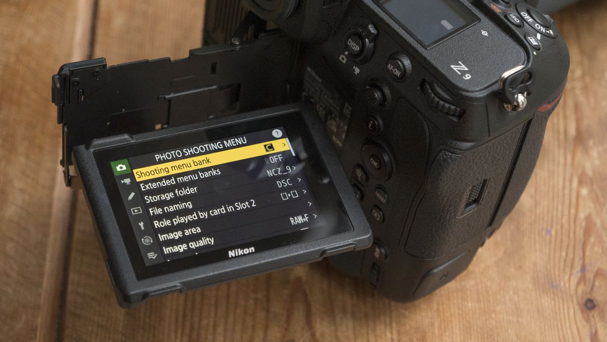 A tilting screen from the Nikon Z9 camera