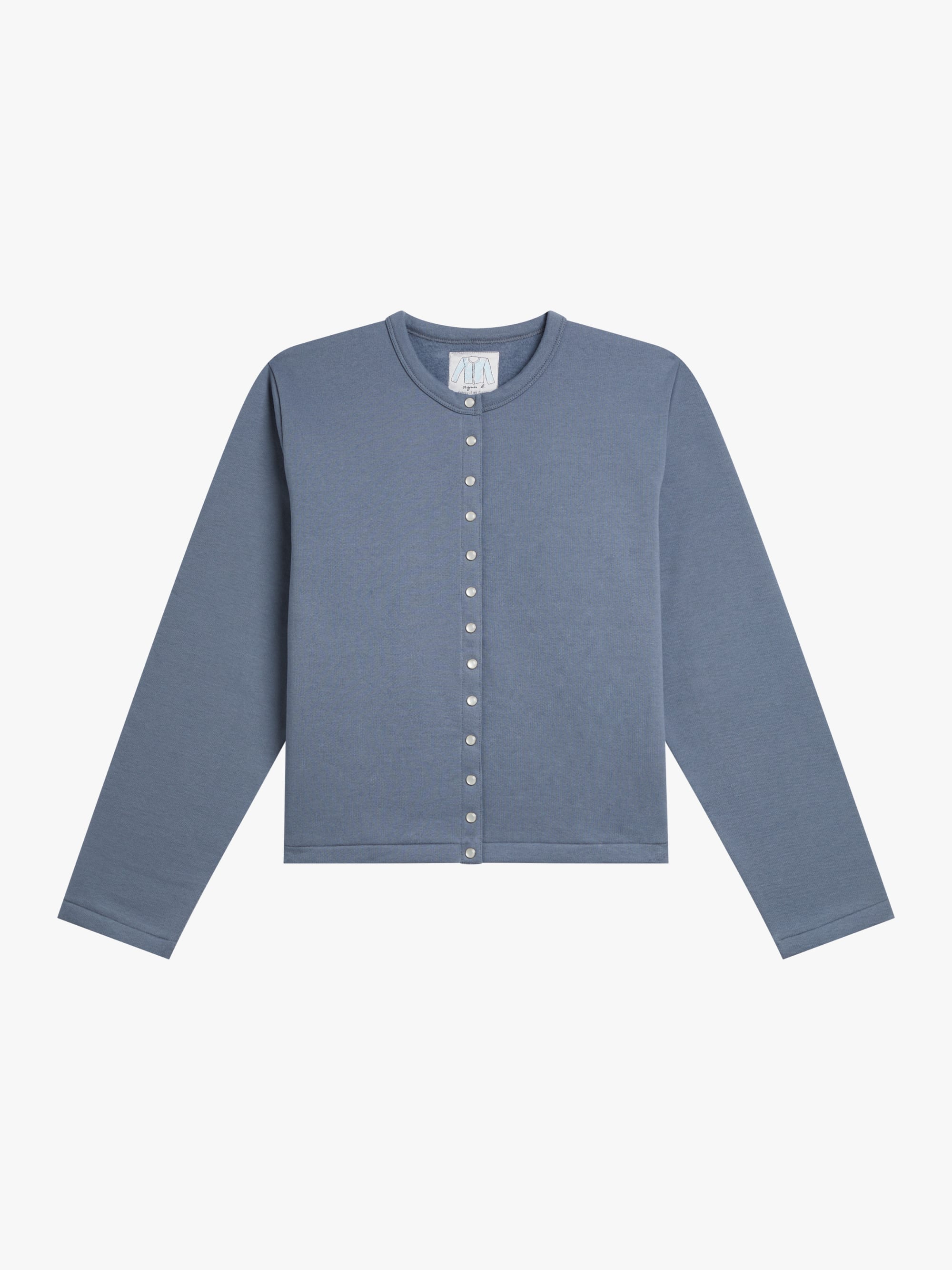 Steel Blue Organic Cotton Snap Cardigan