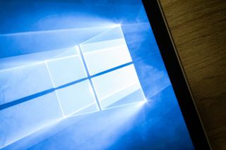 Close-up on Microsoft Window 10 Screen Background on the Microsoft Surface