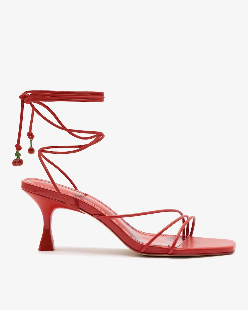 Larroudé, Nadia Sandal in Scarlet Leather