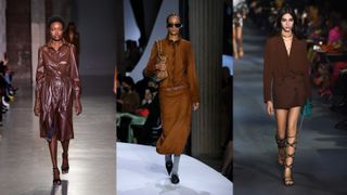 odels wearing chocolate brown on the runway