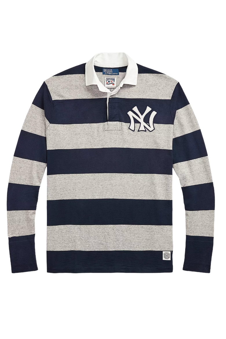 Women&#039;s Polo Ralph Lauren Navy/heather Gray New York Yankees Long Sleeve Rugby T-Shirt
