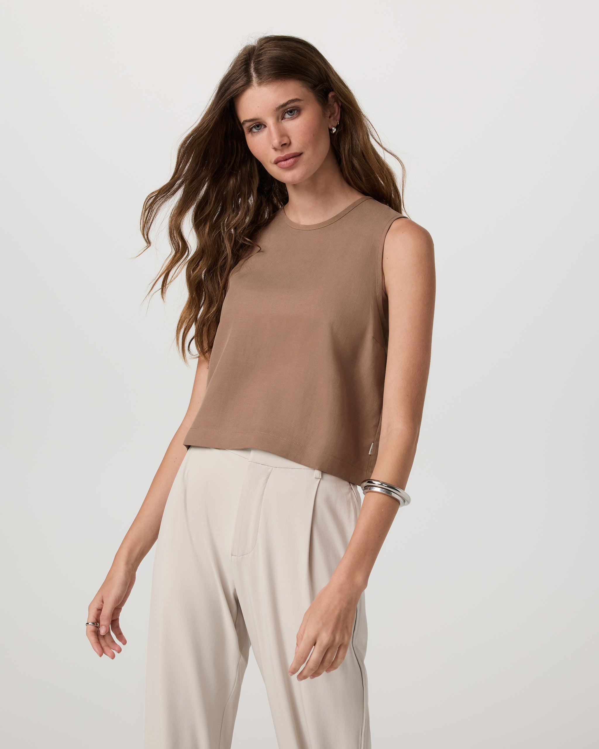 Trestles Twill Crop Tank - Nutmeg - Xxs