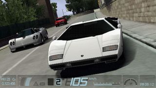 A car driving during Gran Turismo PSP, one of the best PSP games of all time.