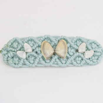 Blue Macrame Hair Barrette