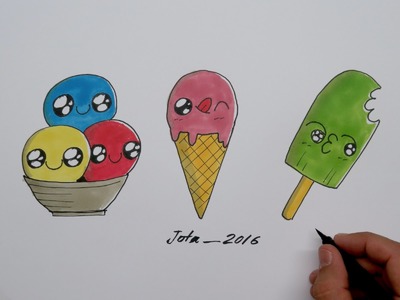 Helados Kawaii | Dibujos Kawaii | Dibujo Sencillo | DrawingLand  Jota 2016