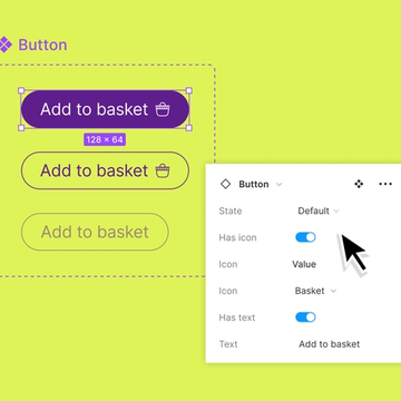 A cursor choosing from a menu of custom variables for a button