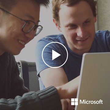 Microsoft employees in image with video overlay