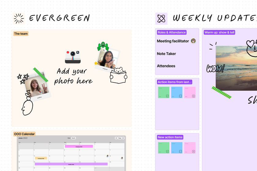 A meeting template for teams to use weekly to connect, share gratitude, and align on project updates