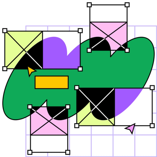 A graphic representation of a large green shape with wireframe components floating around it.