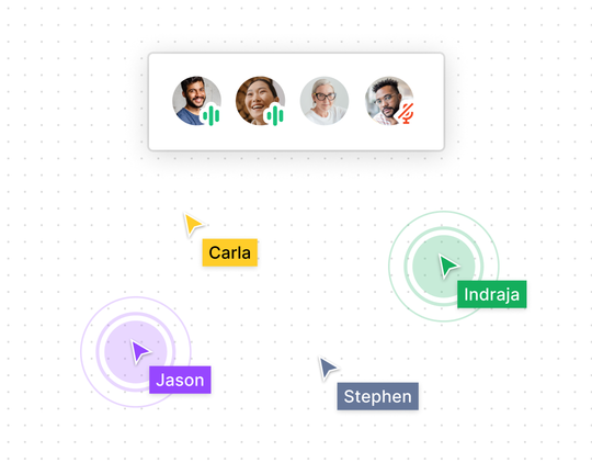 Cursores que parpadean y se mueven en un chat de audio y chat de cursor