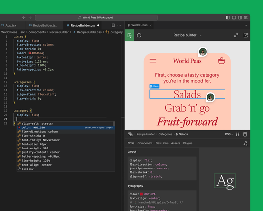 Un espacio de trabajo de proyecto en Visual Studio Code.