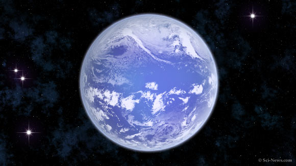 An artist’s impression of a water-world planet. Image credit: Sci-News.com.