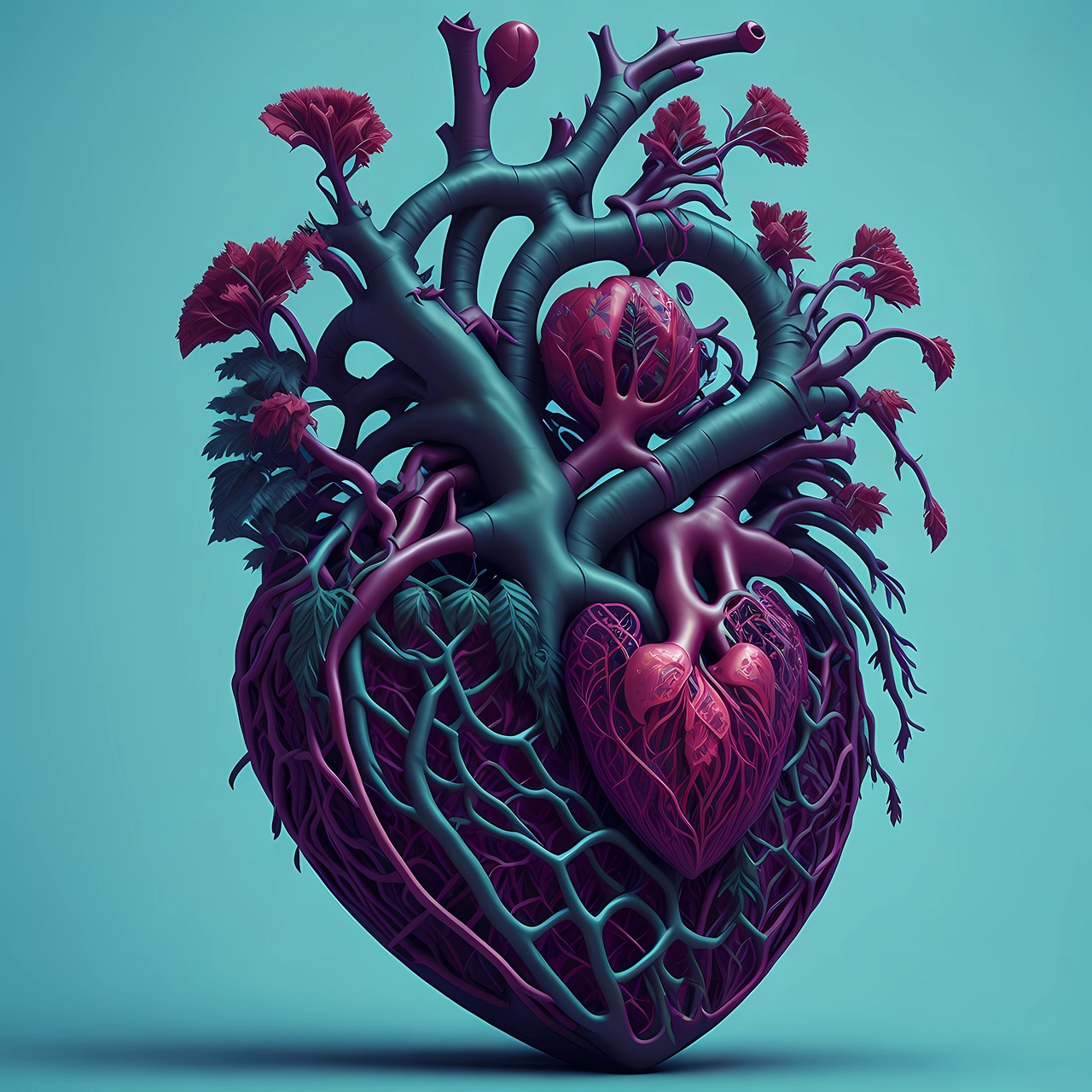 Download Anatomical Black And White Heart With Plants Wallpaper  Wallpapers com