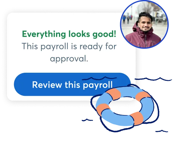 Illustration showing Wave advisor with button saying approve payroll