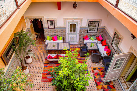Interiør av en riad i Marrakech