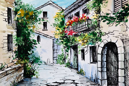 Çiçekli taş evler