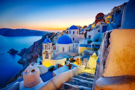 A vila de Oia na ilha de Santorini