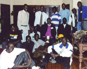 Bishop Daniel Deng Bul talks to the Lost Boys of Sudan in Chicago.