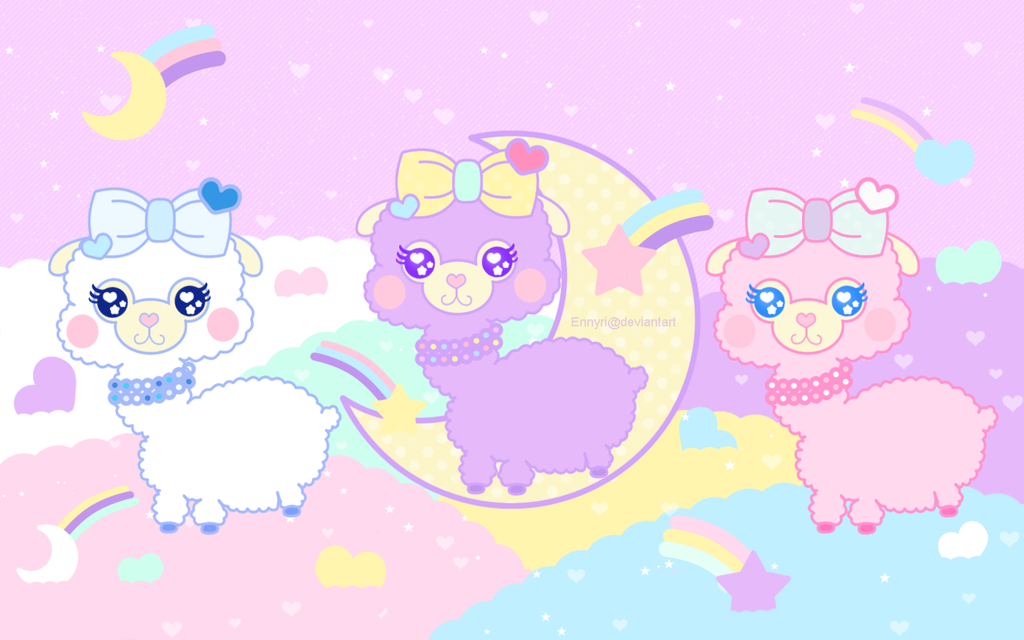 Kawaii Llama Desktop Wallpaper