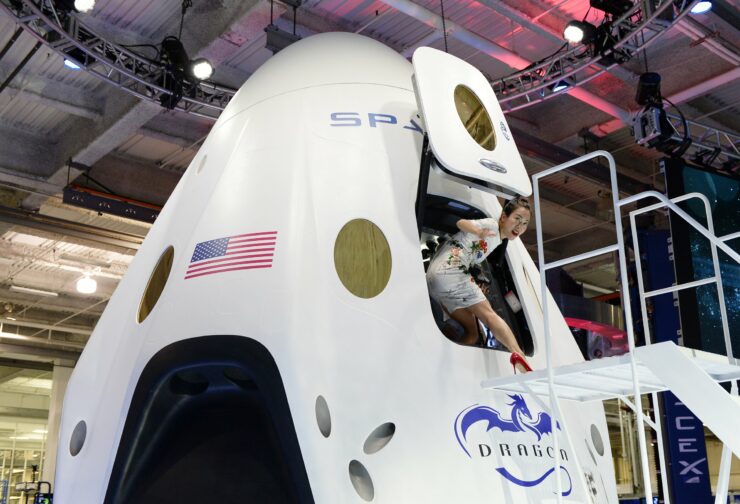 A model of SpaceX's Dragon Capsule; this will take astronauts into the International Space Station