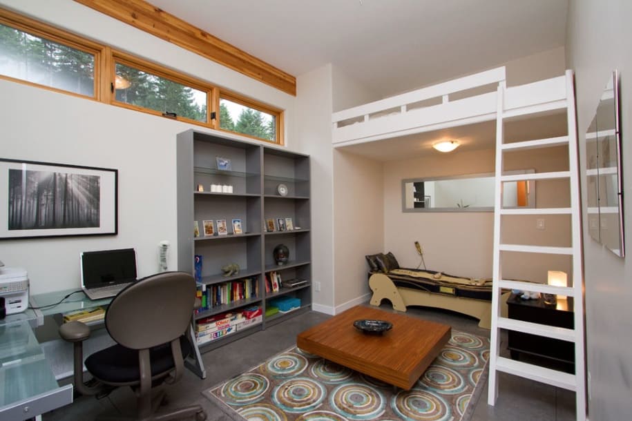 Loft bed dorm room