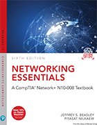 Book cover of Networking Essentials: A CompTIA Network+ N10-008 Textbook, 6th Edition by Jeffrey Beasley and Piyasat Nilkaew