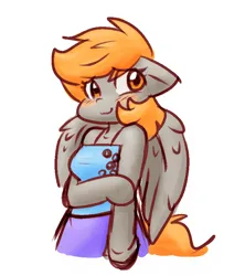 Size: 718x807 | Tagged: safe, artist:zutcha, derpibooru import, derpy hooves, anthro, pegasus, pony, g4, arm grab, arm hooves, blushing, cute, derpabetes, female, floppy ears, image, mare, png, simple background, smiling, solo, white background