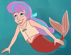 Size: 788x604 | Tagged: safe, artist:ocean lover, derpibooru import, edit, edited screencap, screencap, princess flurry heart, human, mermaid, g4, arms spread out, belly, belly button, blue eyes, bow, bubble, camisole, child, clothes, crossover, cute, disney, disney princess, disney style, female, fins, fish tail, flurrybetes, hair bow, happy, humanized, image, lips, looking up, mermaid princess, mermaid tail, mermaidized, midriff, ms paint, multicolored hair, ocean, pajamas, png, ponytail, red tail, scene interpretation, shirt, singing, sleeveless, sleeveless shirt, smiling, species swap, swimming, tail, tail fin, tanktop, the little mermaid, the little mermaid 2: return to the sea, two toned hair, underwater, water