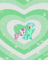 Size: 960x1198 | Tagged: artist needed, safe, anonymous artist, artist:moongazeponies, artist:tajohnson6, derpibooru import, lyra heartstrings, sweetie belle, pony, unicorn, crack shipping, cute, diasweetes, duo, female, filly, foal, heart, heart background, horn, image, lesbian, looking at each other, looking at someone, lyrabetes, mare, open mouth, open smile, png, ship:lyrabelle, shipping, smiling, smiling at each other