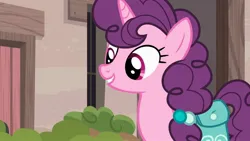 Size: 2560x1440 | Tagged: safe, derpibooru import, screencap, sugar belle, pony, unicorn, hard to say anything, season 7, 1080p, bag, cute, female, image, jpeg, mare, saddle bag, smiling, solo, sugarbetes