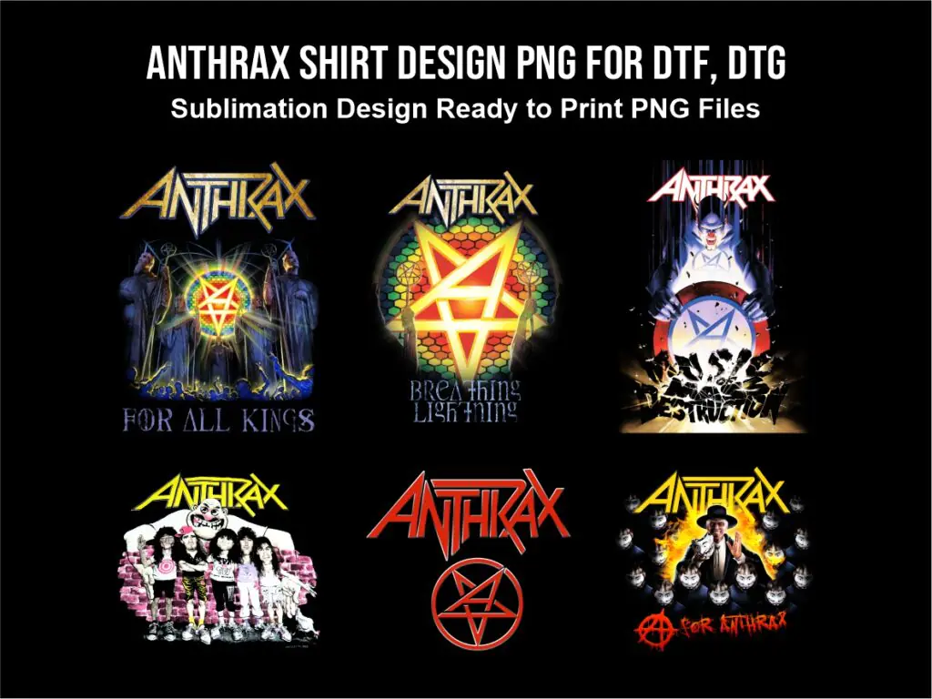 Anthrax Shirt Design PNG for DTF, DTG or Sublimation Design, High Quality