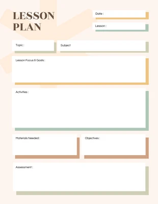 Free  Template: Minimalist Lesson Plan Template