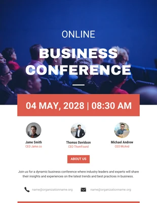 Free  Template: Simple Blue and Red Bussiness Conference