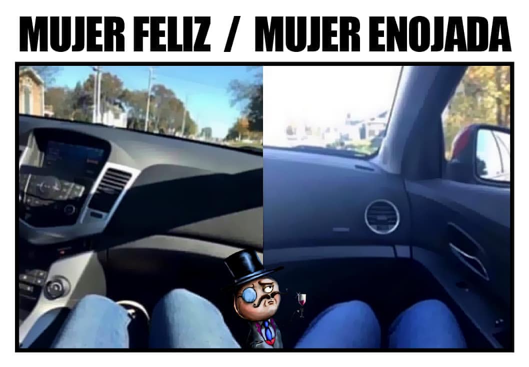 Mujer feliz. / Mujer enojada.