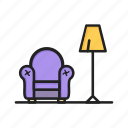 armchair, chair, furniture, lamp, night light, seat