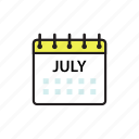 calendar, jul, july, month