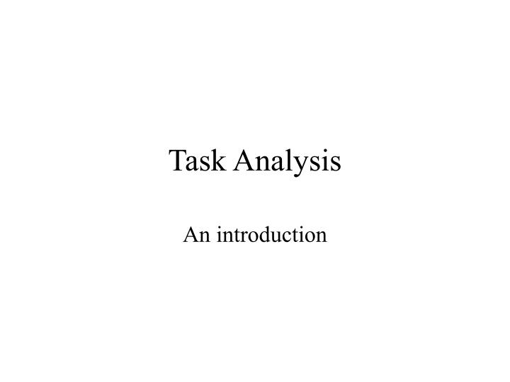 task analysis