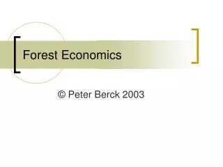 Forest Economics