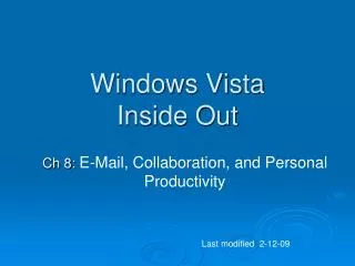 Windows Vista Inside Out