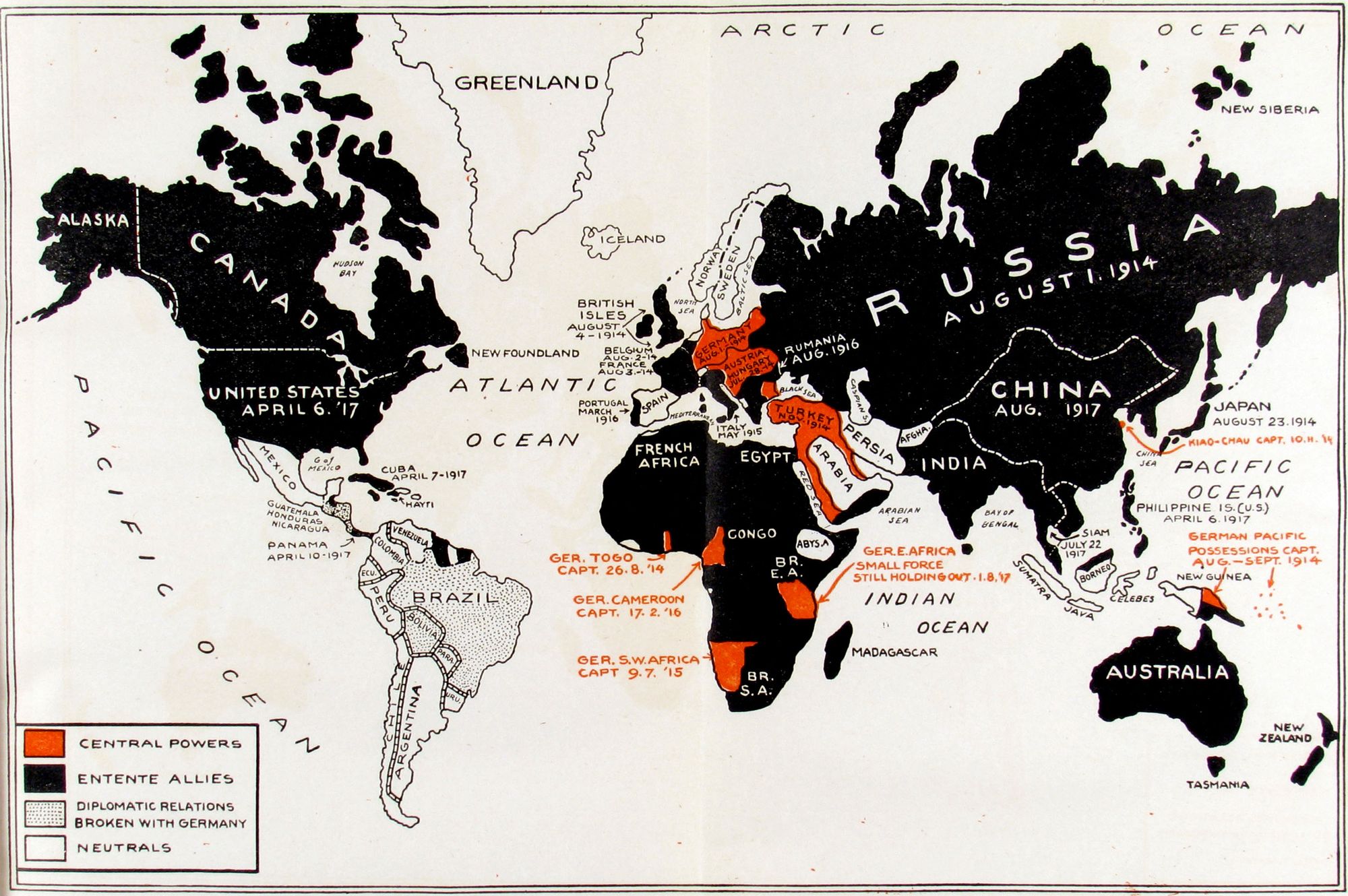 World War 1 Map Of World