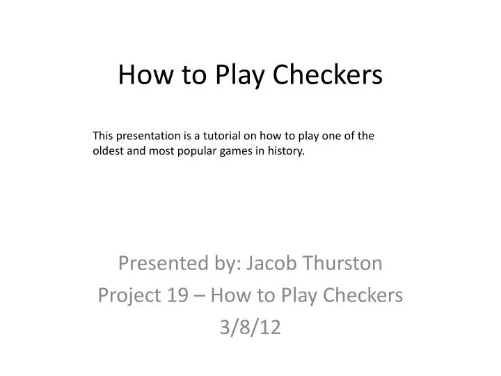 how to play checkers