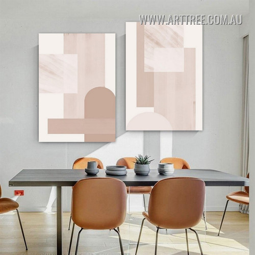 Splash Verse Scandinavian Geometrical Photograph Abstract Stretched Canvas Print 2 Panel Artwork for Room Wall Assortment