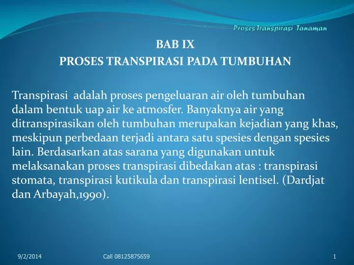 proses transpirasi tanaman