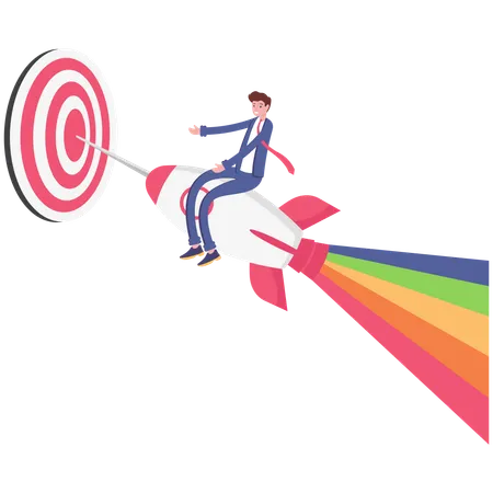 Businessman dart on target goal  Illustration