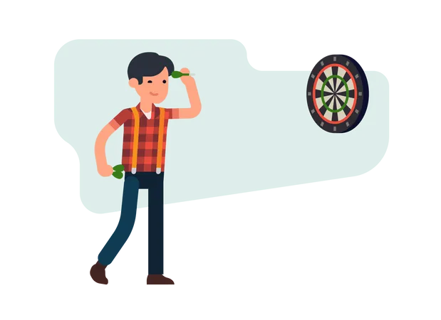 Man Playing Dart  Illustration